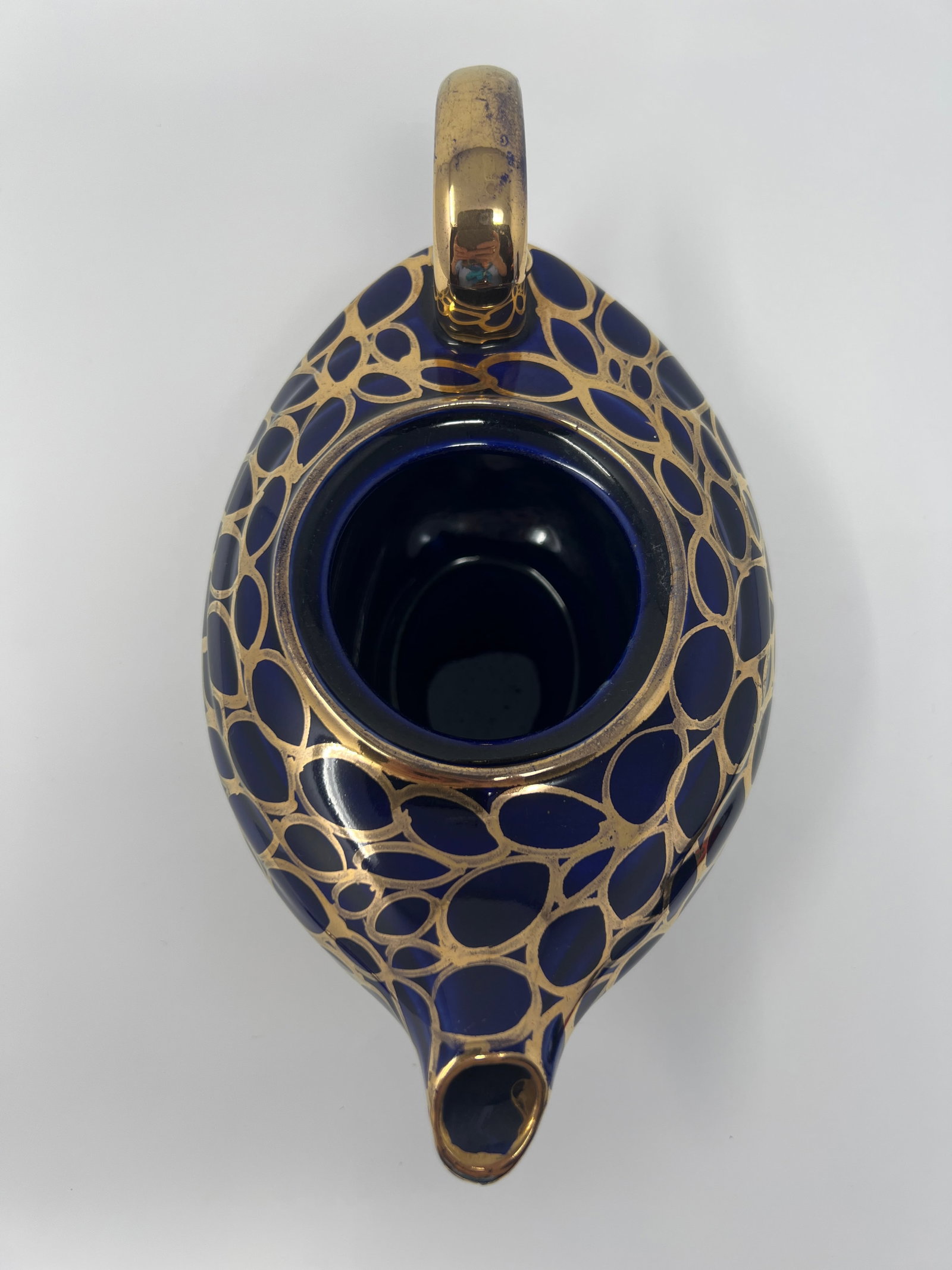Vintage English "Aladdin" Cobalt Blue & Gilt Teapot, Mid-Century - 7