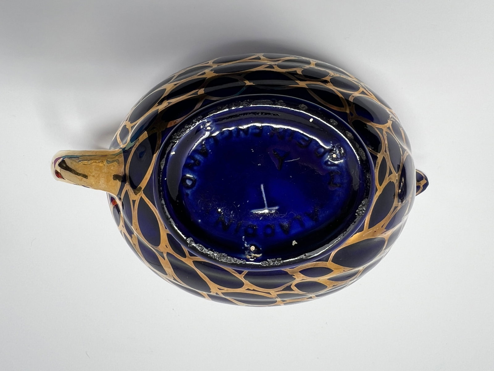 Vintage English "Aladdin" Cobalt Blue & Gilt Teapot, Mid-Century - 8
