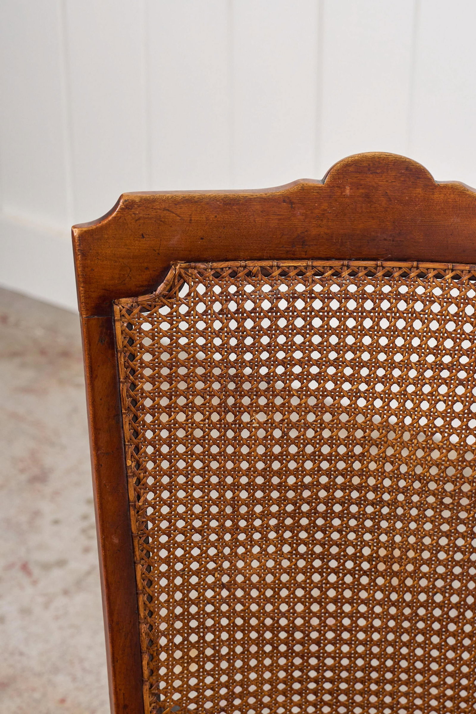 Antique Petite Walnut Accent/ Nursing Chair With Hand-Tied Cane Seat + Back With Bobbin Legs - 7