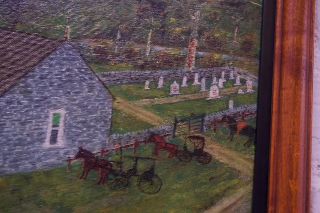Harvey Milligan Amish Farmhouse Pastoral Scene Oil on Canvas - 10