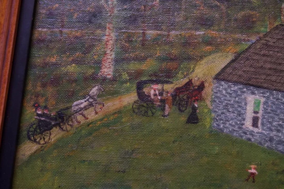 Harvey Milligan Amish Farmhouse Pastoral Scene Oil on Canvas - 11