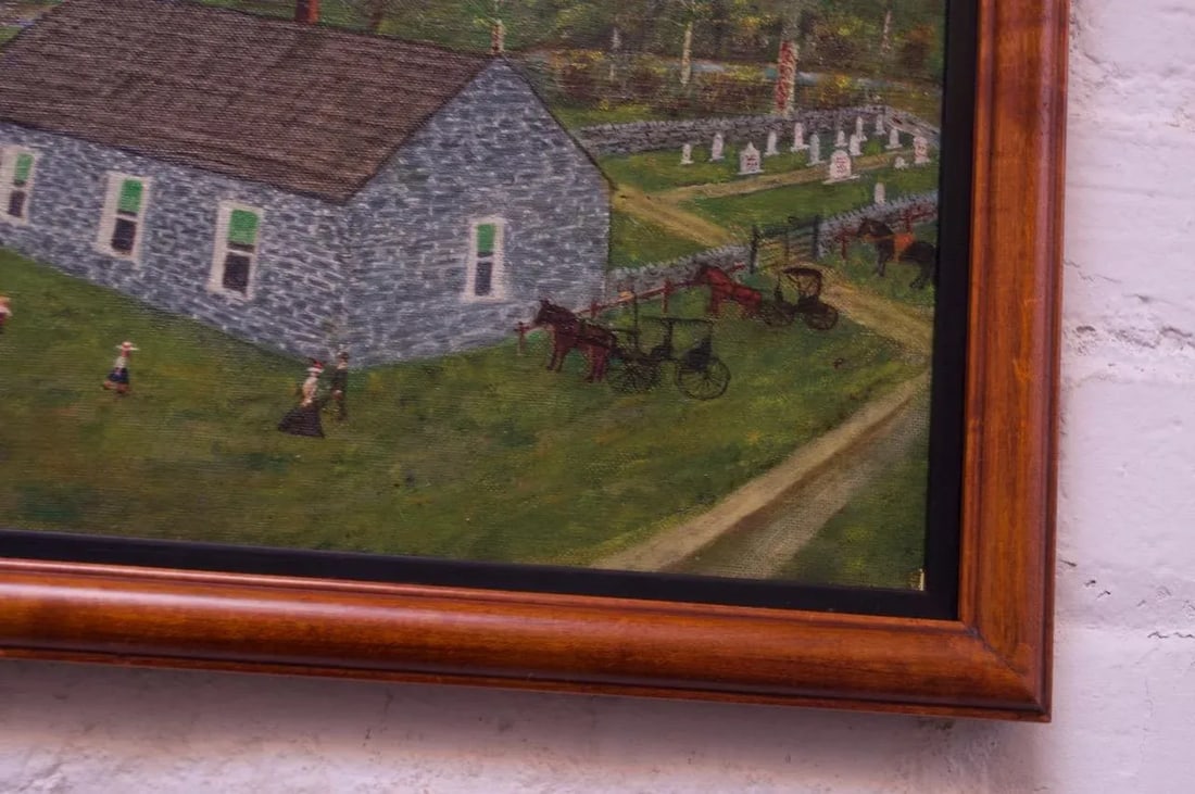Harvey Milligan Amish Farmhouse Pastoral Scene Oil on Canvas - 9