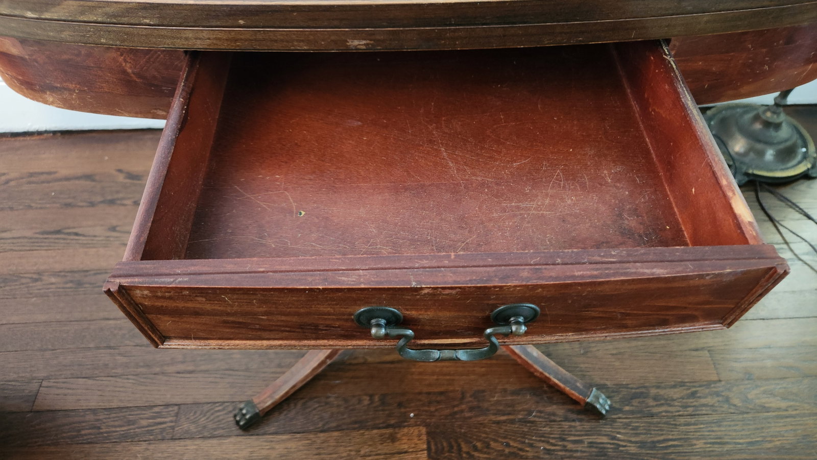 Antique Mahogany Entrance Table Convertible Game Table With Drawer & Carved Pedestal Base - 12