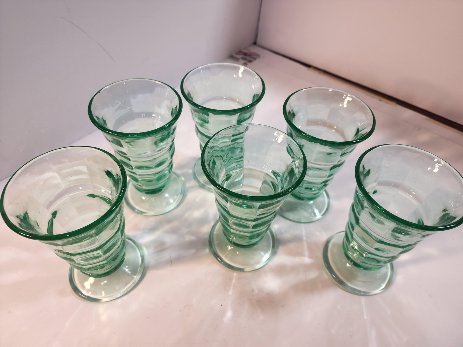 1930s Uranium Ice Cream Float Glasses - Set of 6 - 2