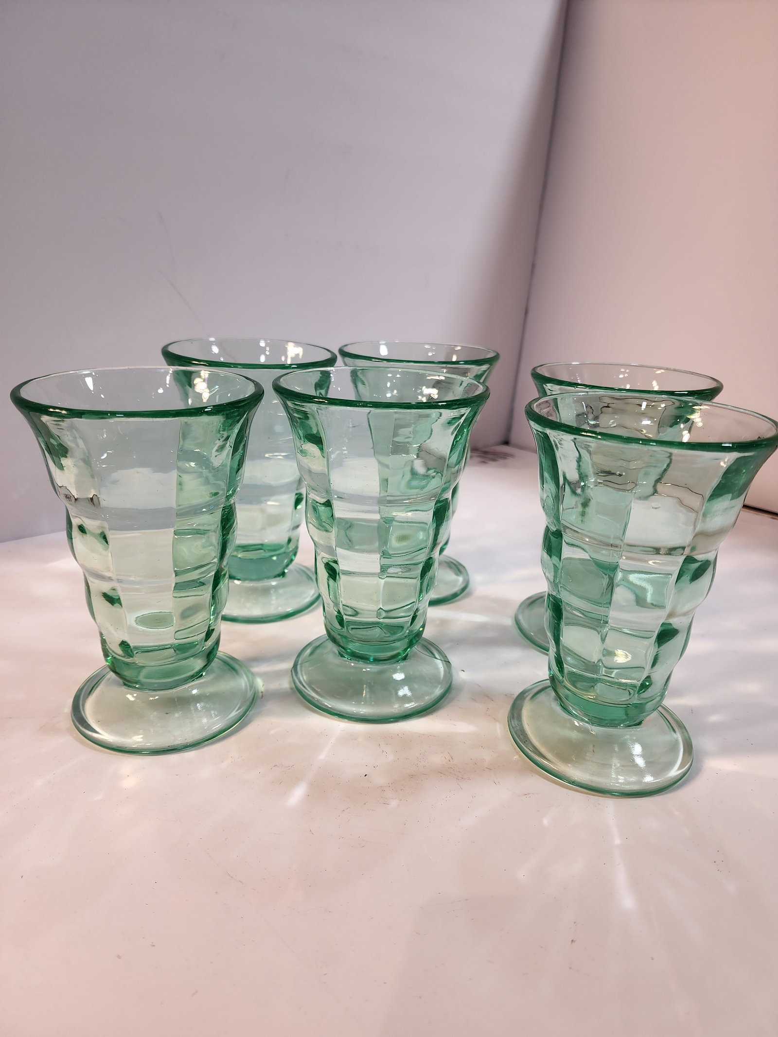 1930s Uranium Ice Cream Float Glasses - Set of 6 - 4