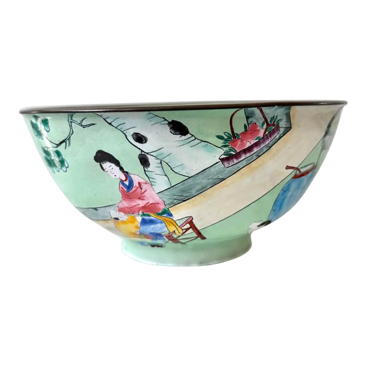 19th Century Chinese Enamel Canton Bowl: Stunning 19th century enamel Chinese Canton bowl. A rare piece that is beautifully painted. Condition: Alterations: Original Condition Unaltered Imperfections: Some Imperfections Condition Notes: