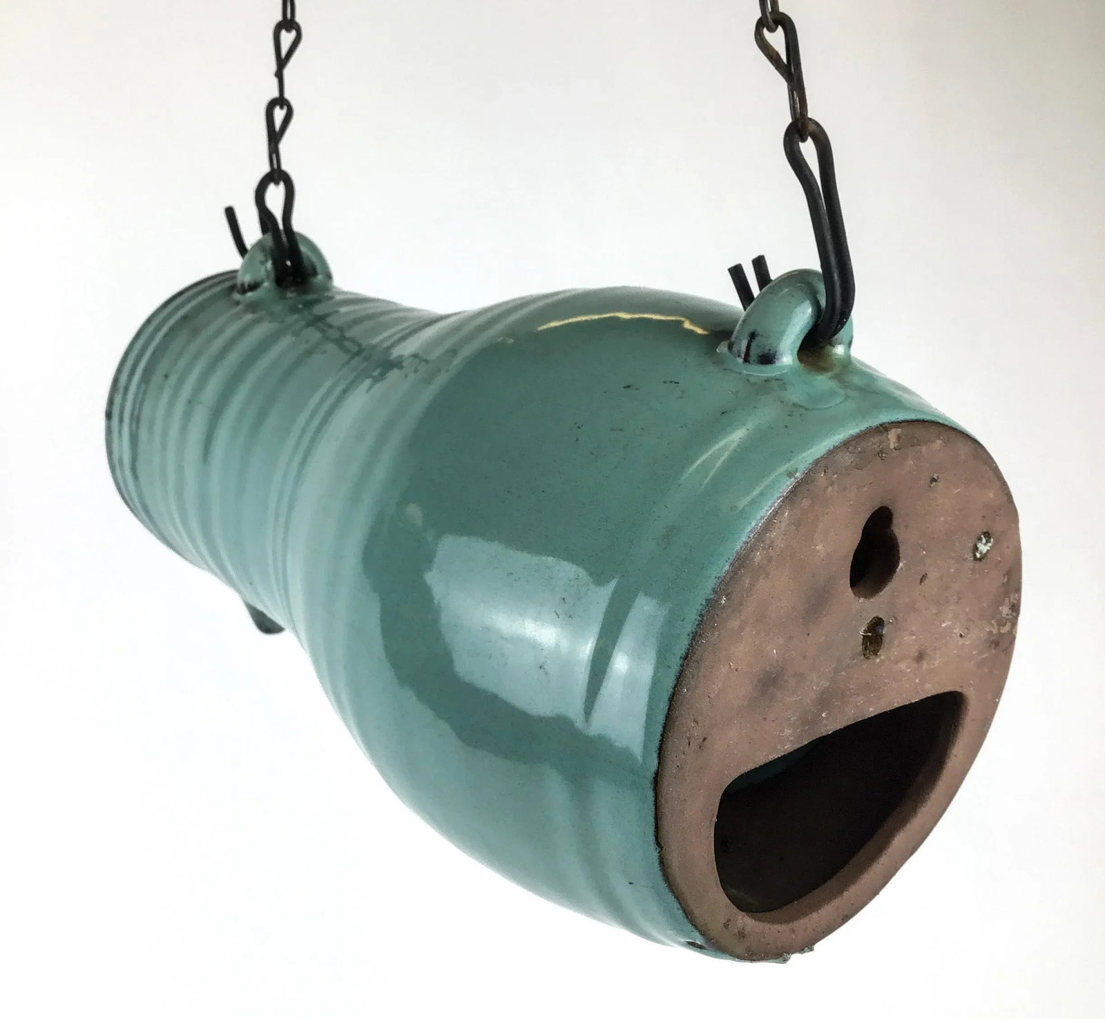 Vintage Artisan Hand Thrown Pottery Hanging Birdhouse - 11