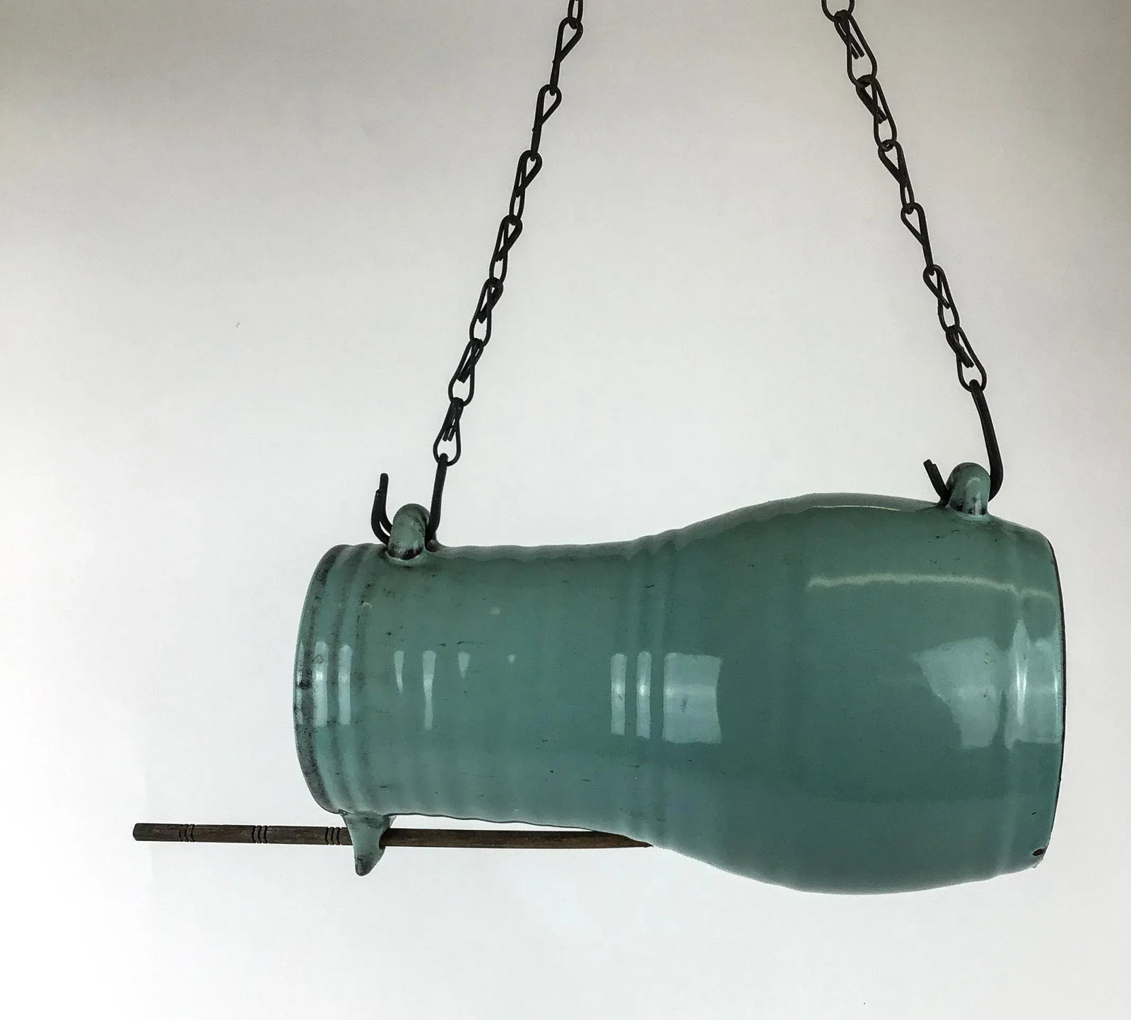 Vintage Artisan Hand Thrown Pottery Hanging Birdhouse - 2