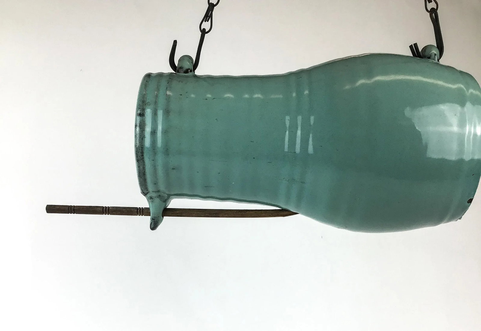 Vintage Artisan Hand Thrown Pottery Hanging Birdhouse - 8