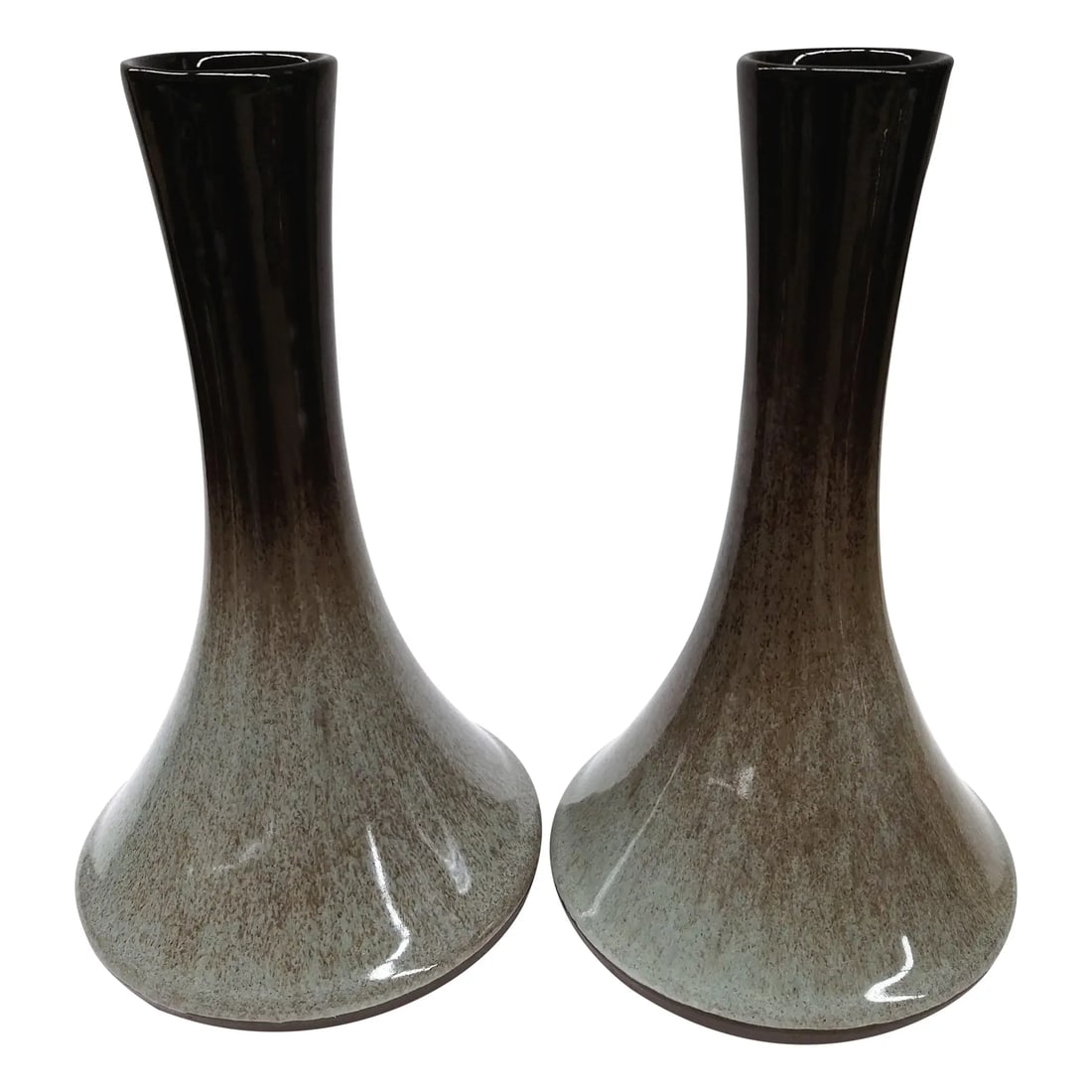 Artisan Mottled Ceramic Vases- A Pair - 5