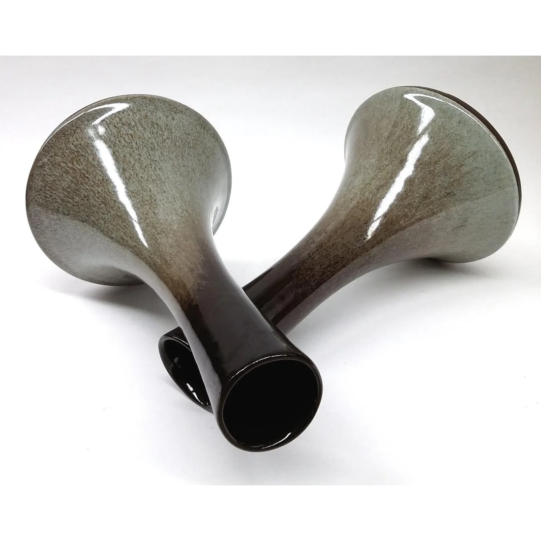 Artisan Mottled Ceramic Vases- A Pair - 6