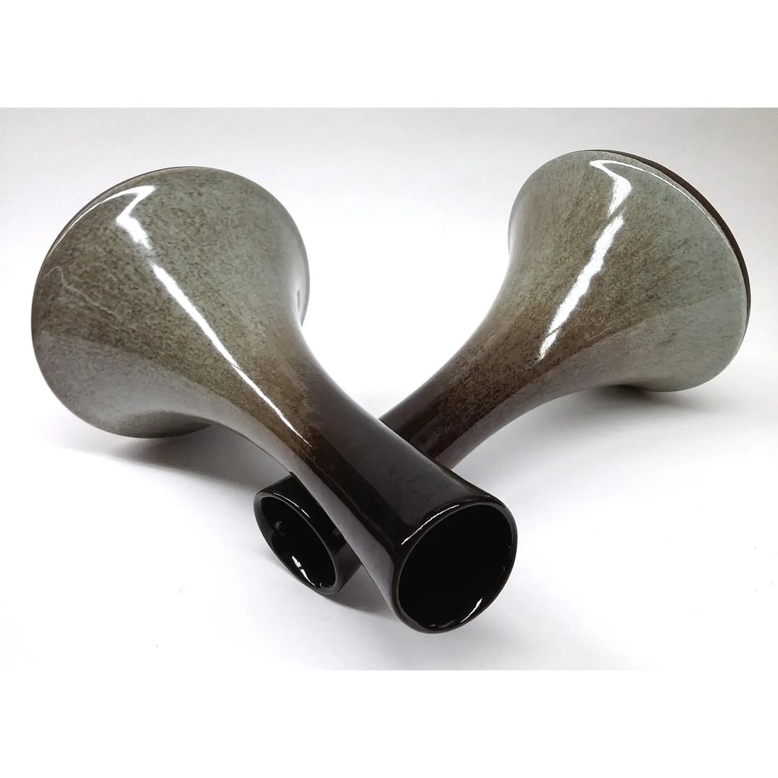 Artisan Mottled Ceramic Vases- A Pair - 8