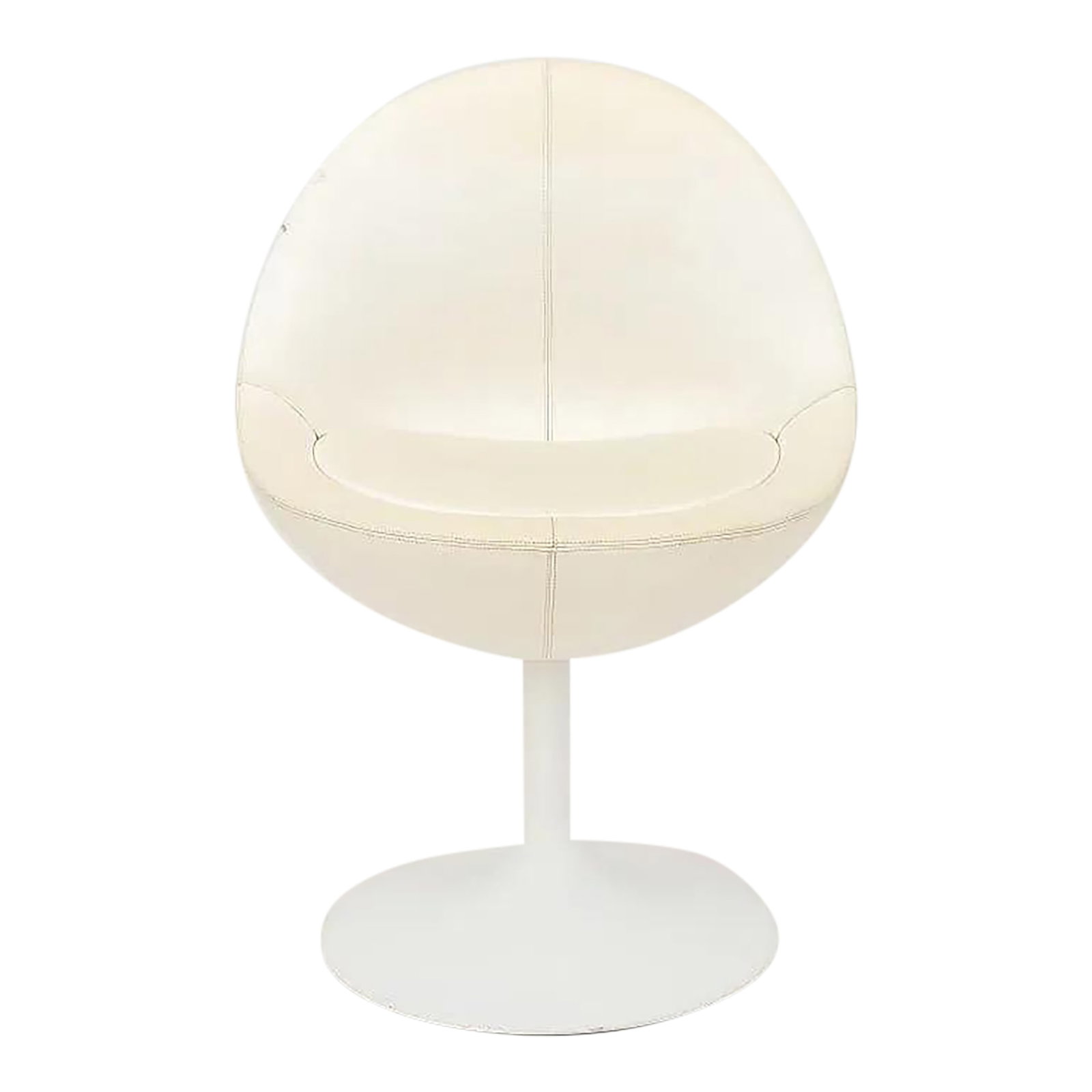 Borje Johanson "Venus" Swivel Chair, 1960s: Borje Johanson "Venus" Swivel Chair, 1960s, with white leather upholstered seat above white patinated metal tulip base, with "Johanson Design" label to the underside. 29" H x 20.25" W x 18" D; seat: