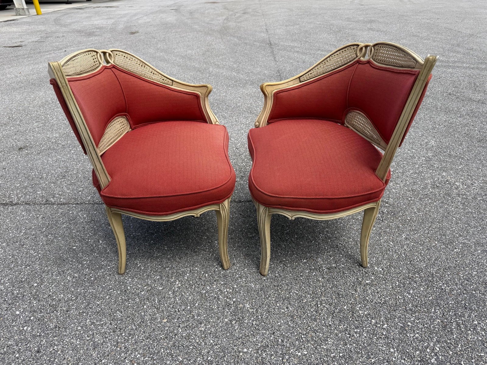 1940s French Provincial Fauteuil Carved Wood Upholstered Chairs - 10