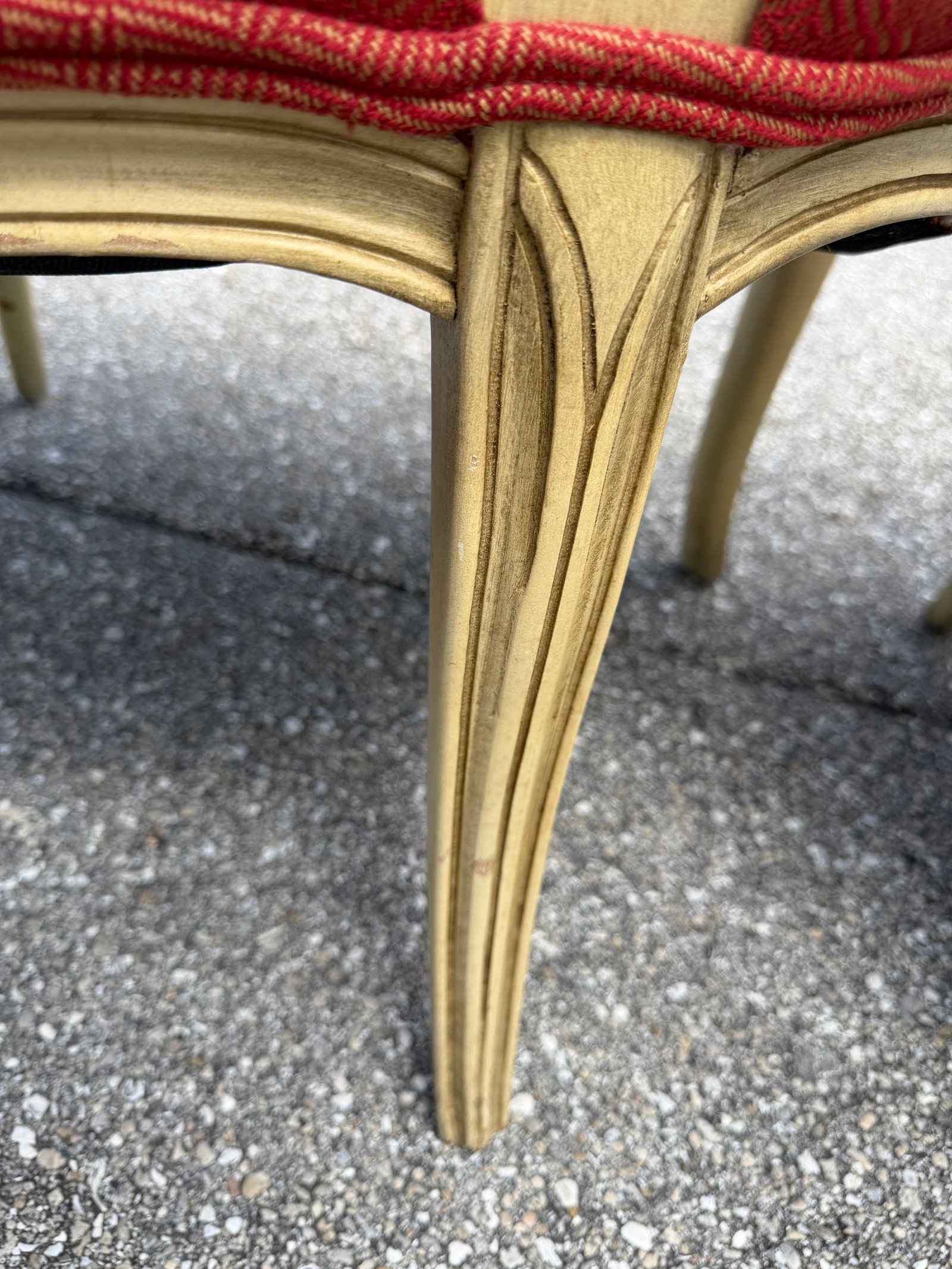 1940s French Provincial Fauteuil Carved Wood Upholstered Chairs - 11