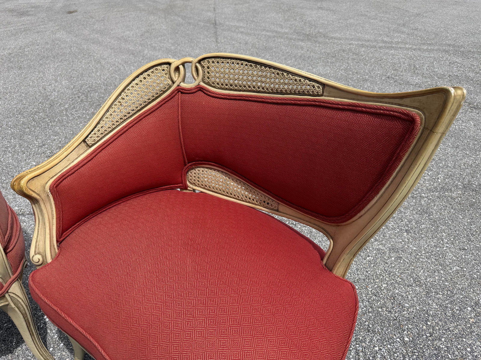 1940s French Provincial Fauteuil Carved Wood Upholstered Chairs - 2