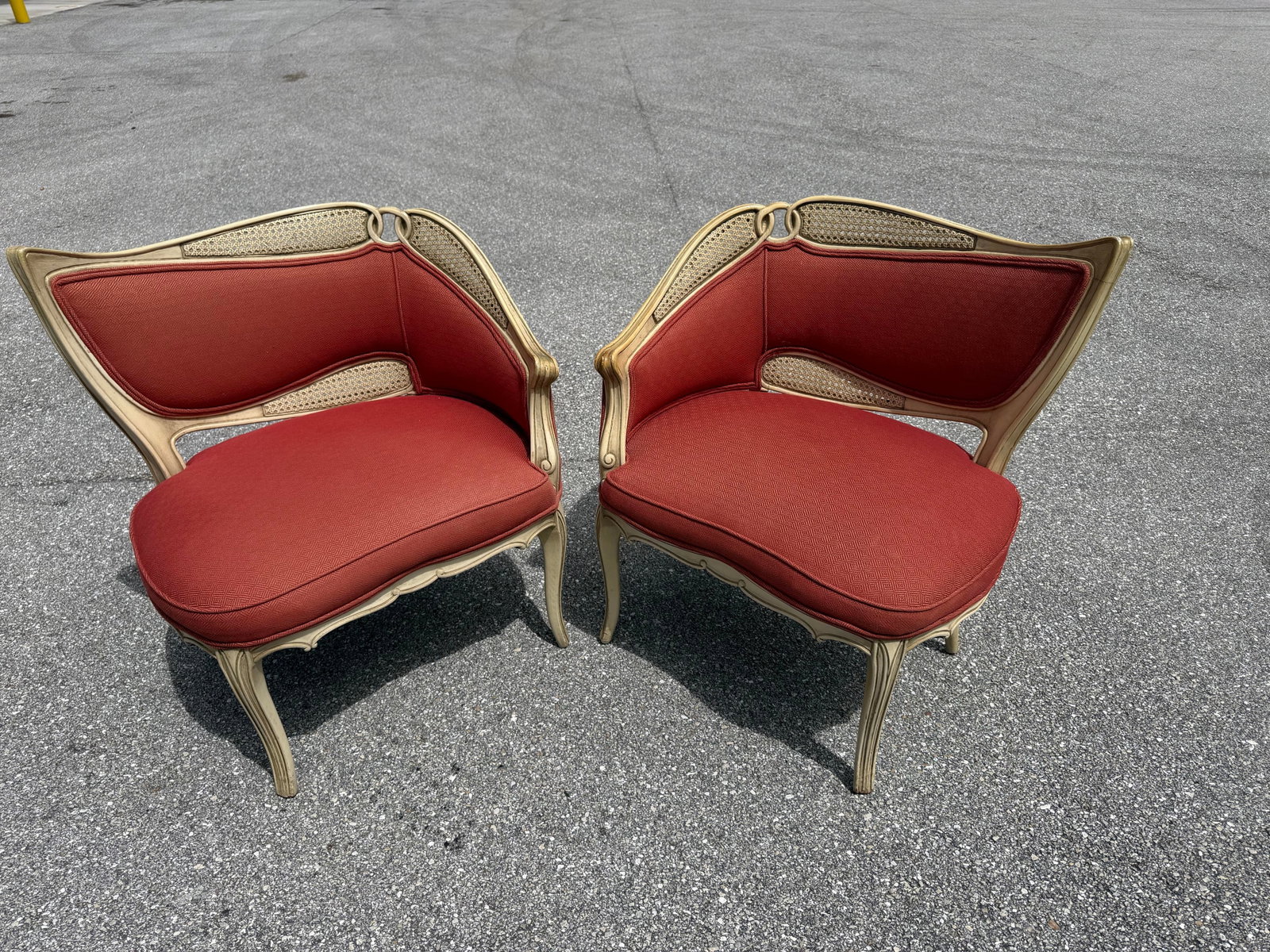 1940s French Provincial Fauteuil Carved Wood Upholstered Chairs - 4