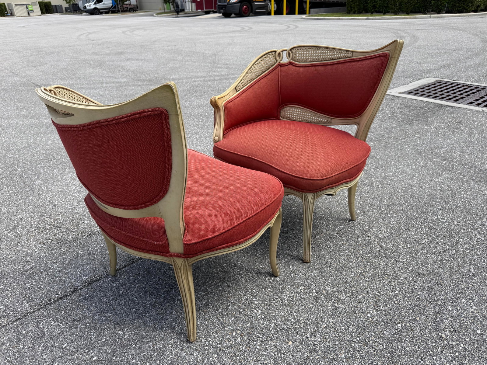 1940s French Provincial Fauteuil Carved Wood Upholstered Chairs - 9