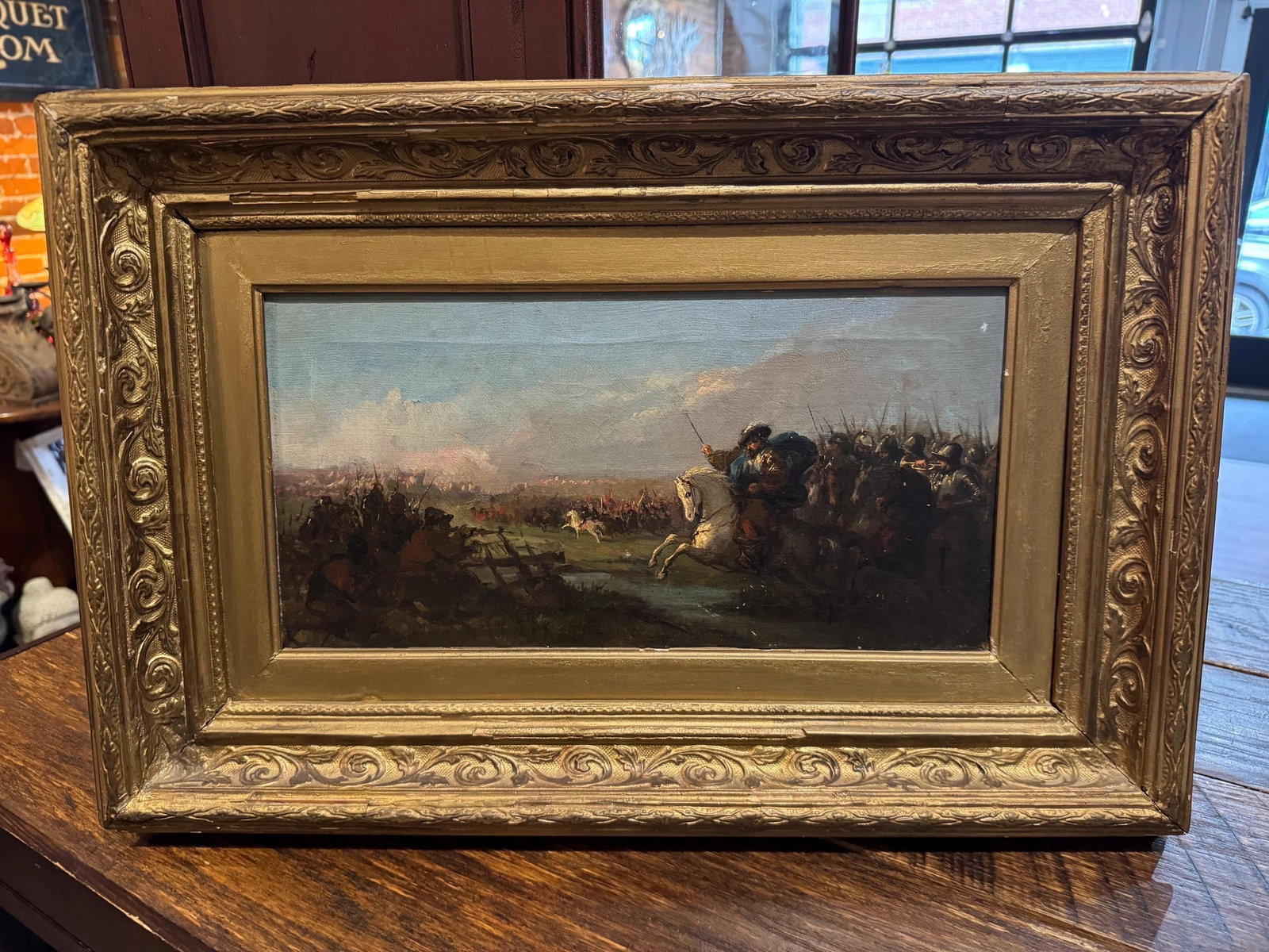 Antique 19th C. Oil Painting European Battlefield WOW! - 3