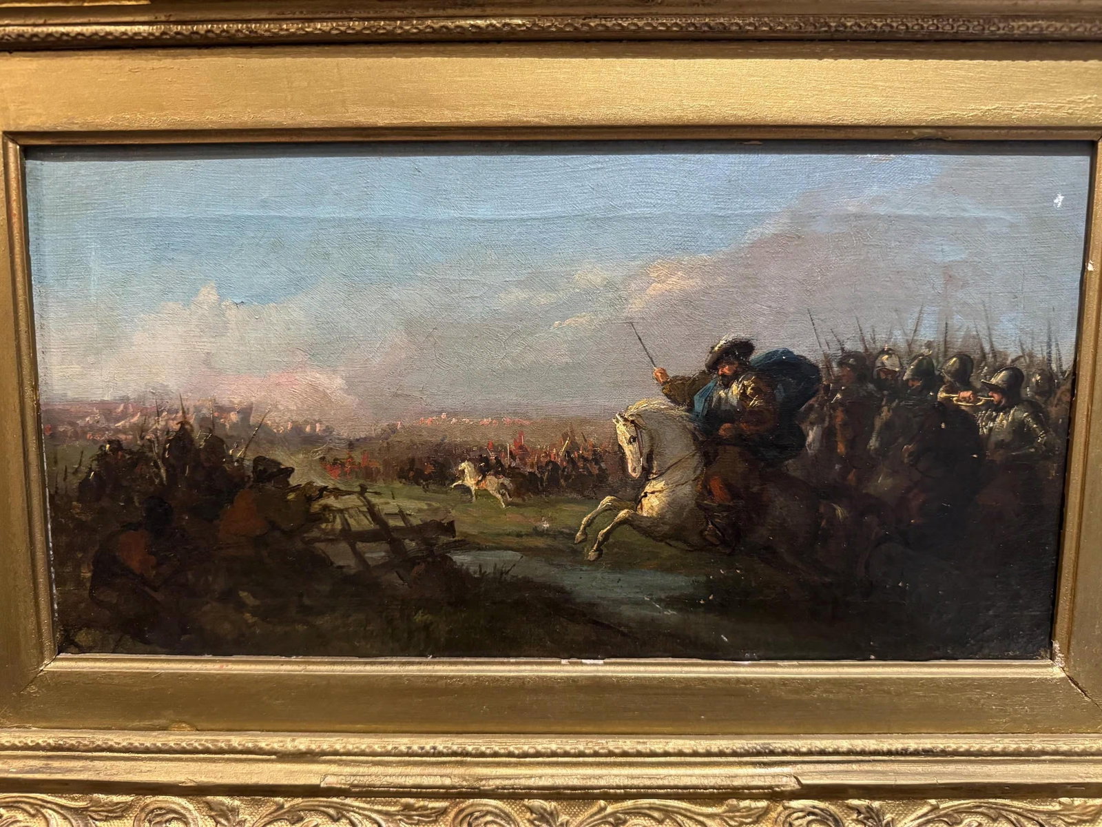 Antique 19th C. Oil Painting European Battlefield WOW! - 4