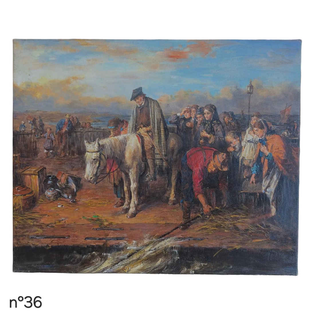Mid-20th Century Signed, Continental School - Figures at a Waterside Market, Oil on Canvas - 2