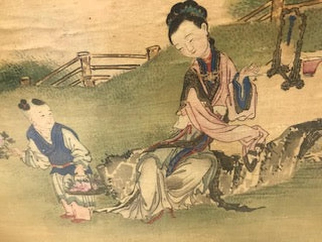 Antique Asian Painting on Silk - 4