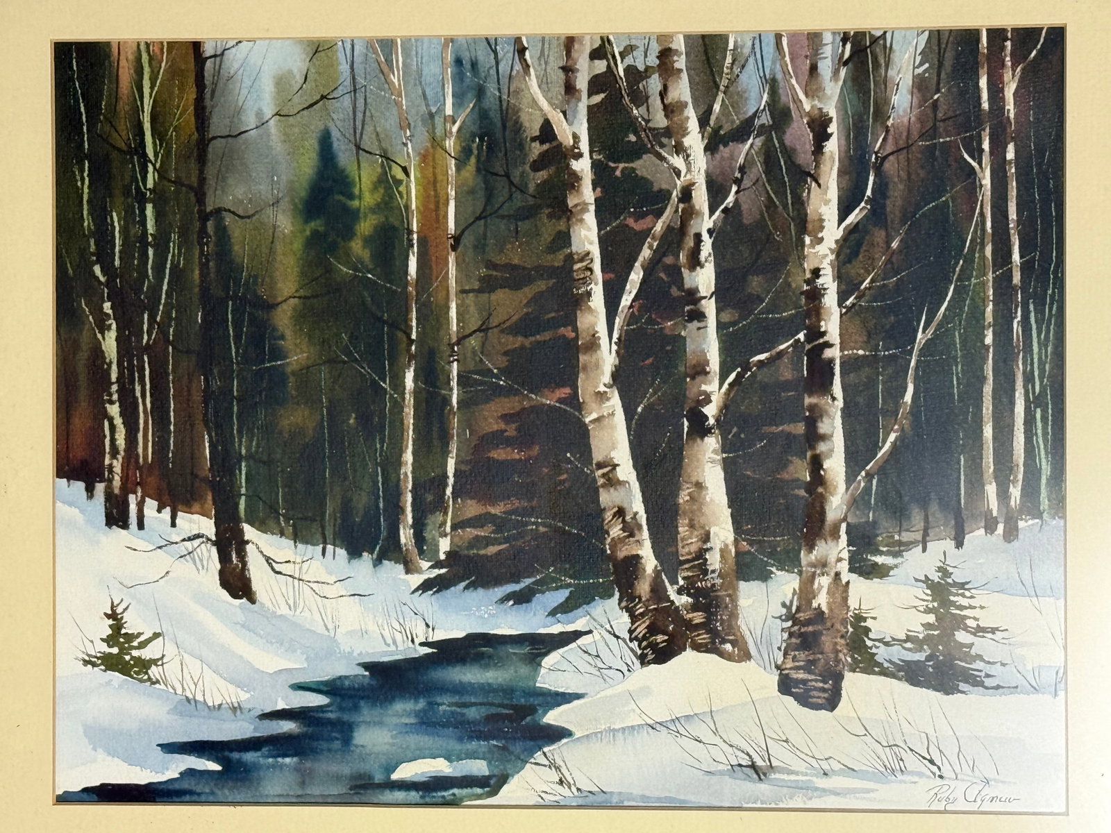 1970s Ruby Egnew Artist "Stream in Forrest" - 2