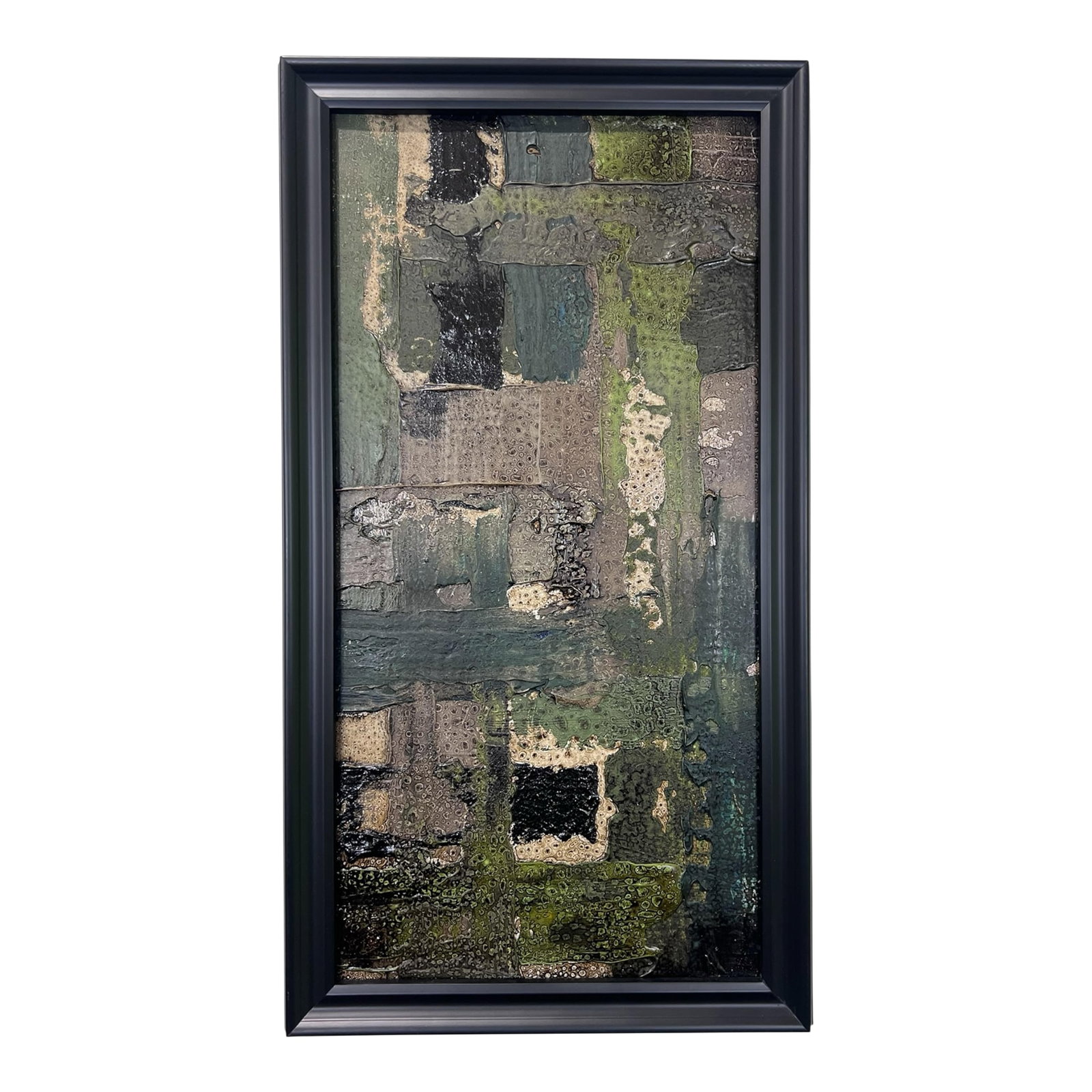 Original Abstract Painting by J. Kent Martin: This original mixed-media abstract painting by J. Kent Martin is inspired by aerial views of farmland and the ordered patterns of roads and city streets. Built through layers of paint that are