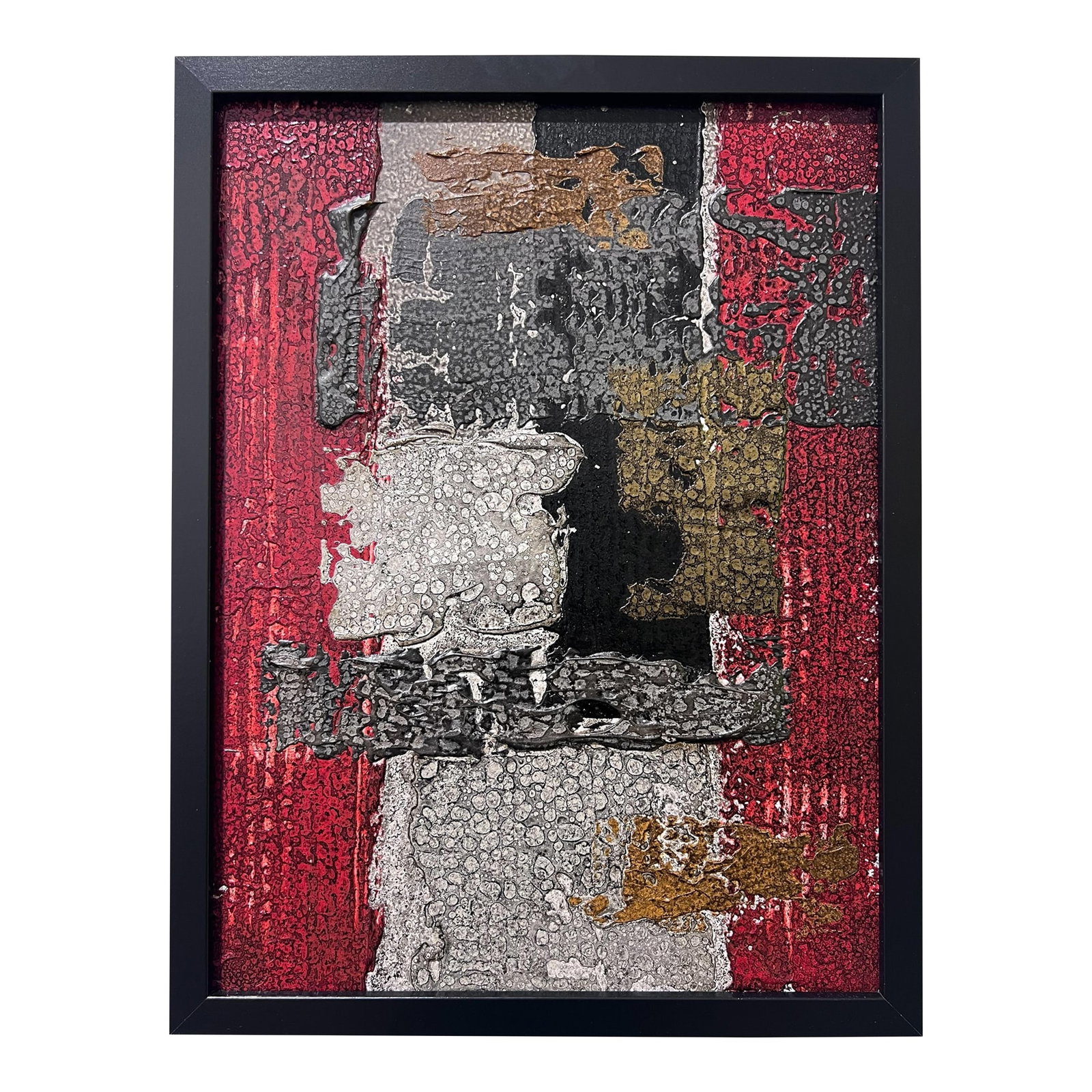 Tension No. 3 - Original Abstract Painting by J. Kent Martin: This original mixed-media abstract painting by J. Kent Martin is inspired by aerial views of farmland and the ordered patterns of roads and city streets. Built through layers of paint that are