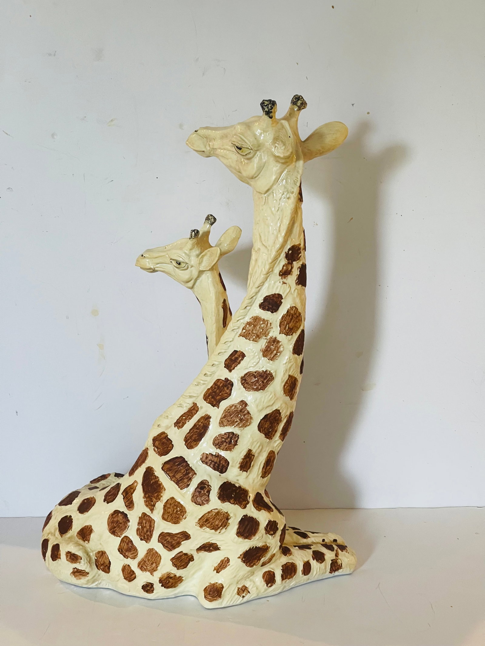 Vintage Recumbent Giraffes Sculpture Handpainted - 4