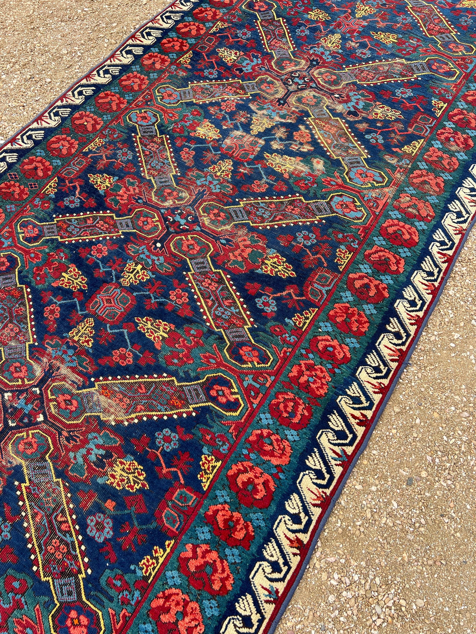 1910s Antique Karabag Rose Pattern Tribal Runner - 2