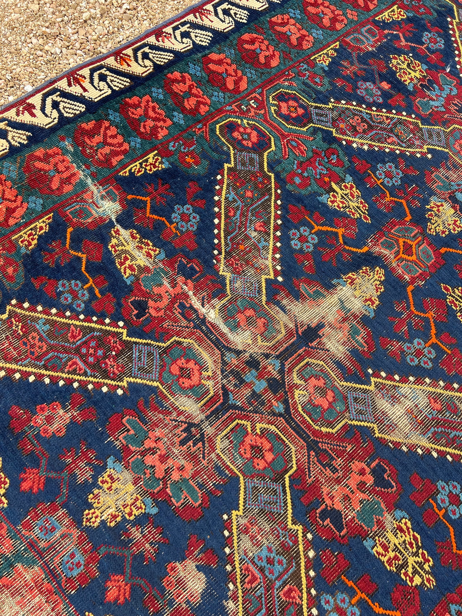1910s Antique Karabag Rose Pattern Tribal Runner - 4