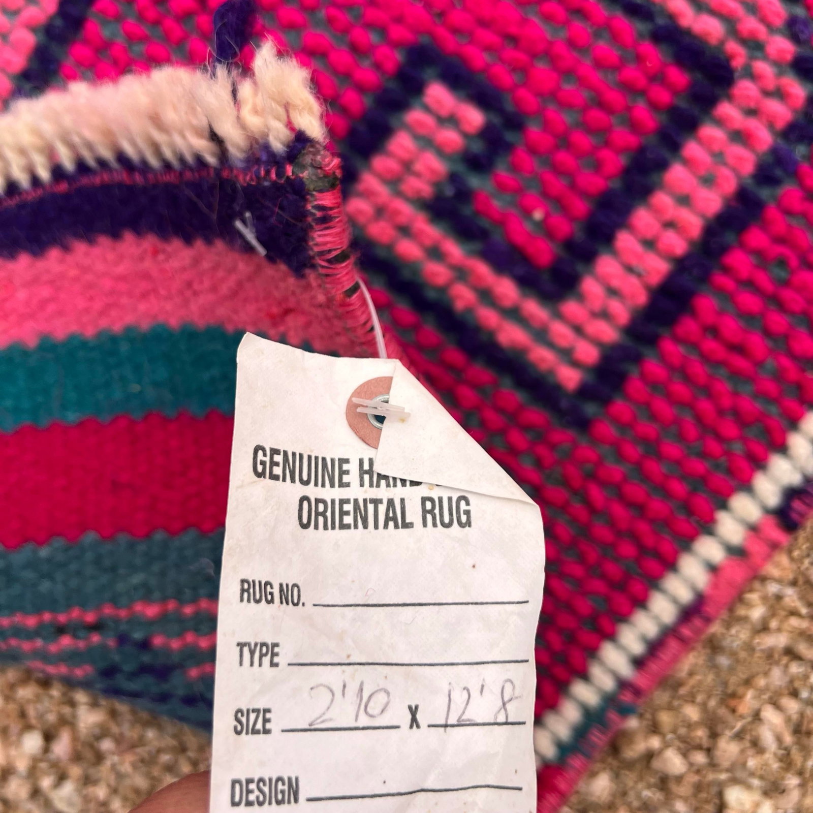 Vintage 1940s Herki Runner Rug, Handwoven, Hot Pink Geometric Pattern Wool Rug - 8