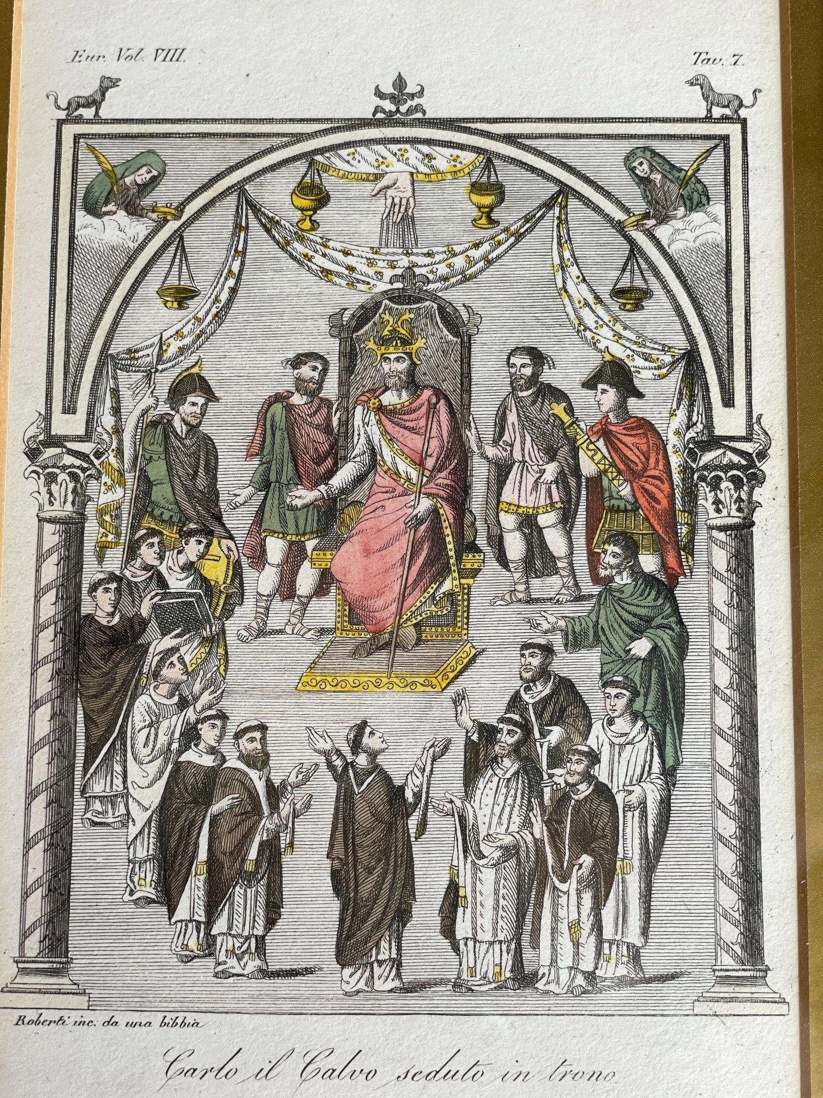Antique Book Plate Engraving- 1816- King Charles II, The Bald, & Holy Roman Emporer - 5