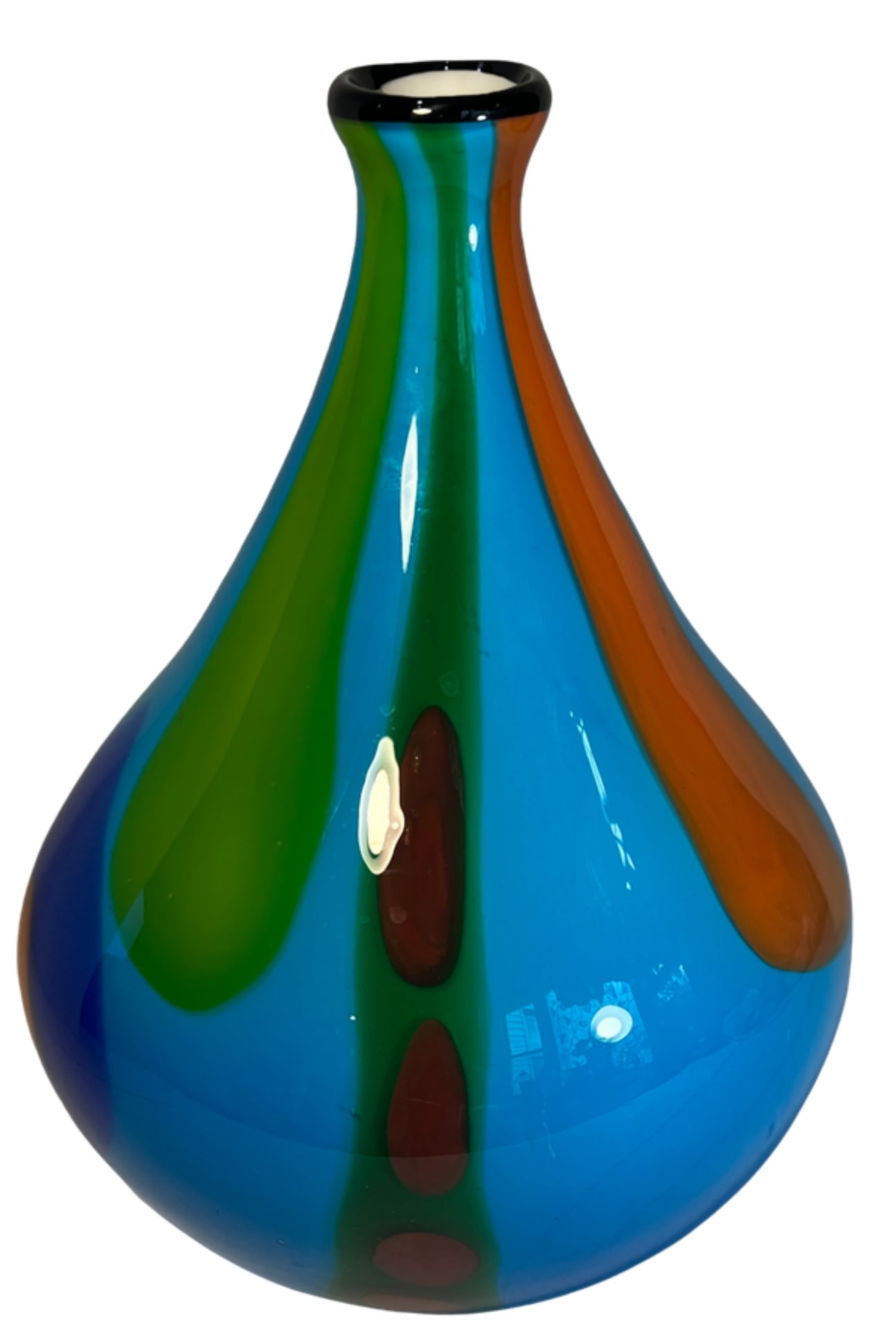 13+ In. Tall Murano Style Multicolor Tear Shaped Art Glass Vase - 11