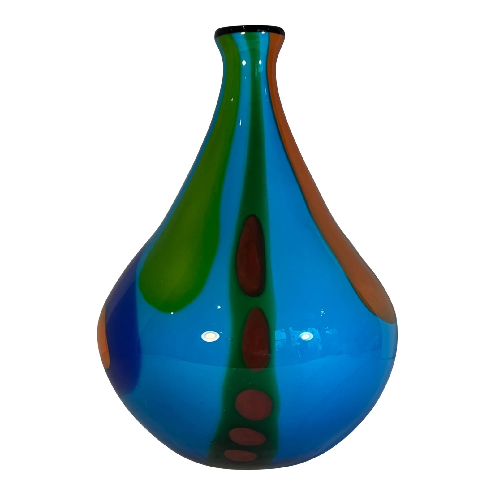 13+ In. Tall Murano Style Multicolor Tear Shaped Art Glass Vase (1 of 16)