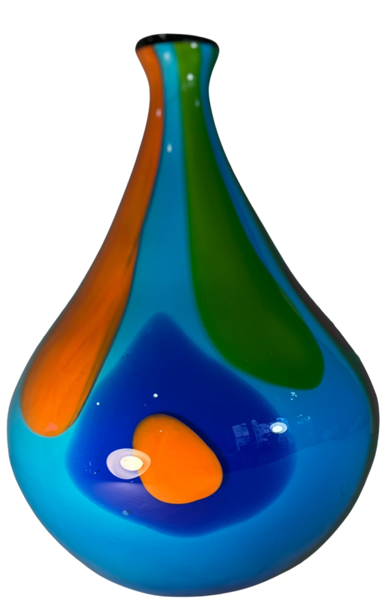 13+ In. Tall Murano Style Multicolor Tear Shaped Art Glass Vase - 3