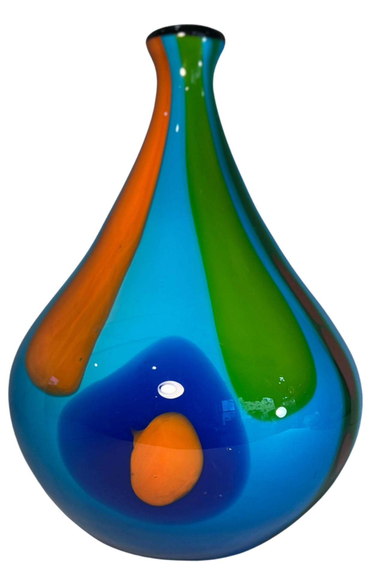 13+ In. Tall Murano Style Multicolor Tear Shaped Art Glass Vase - 7