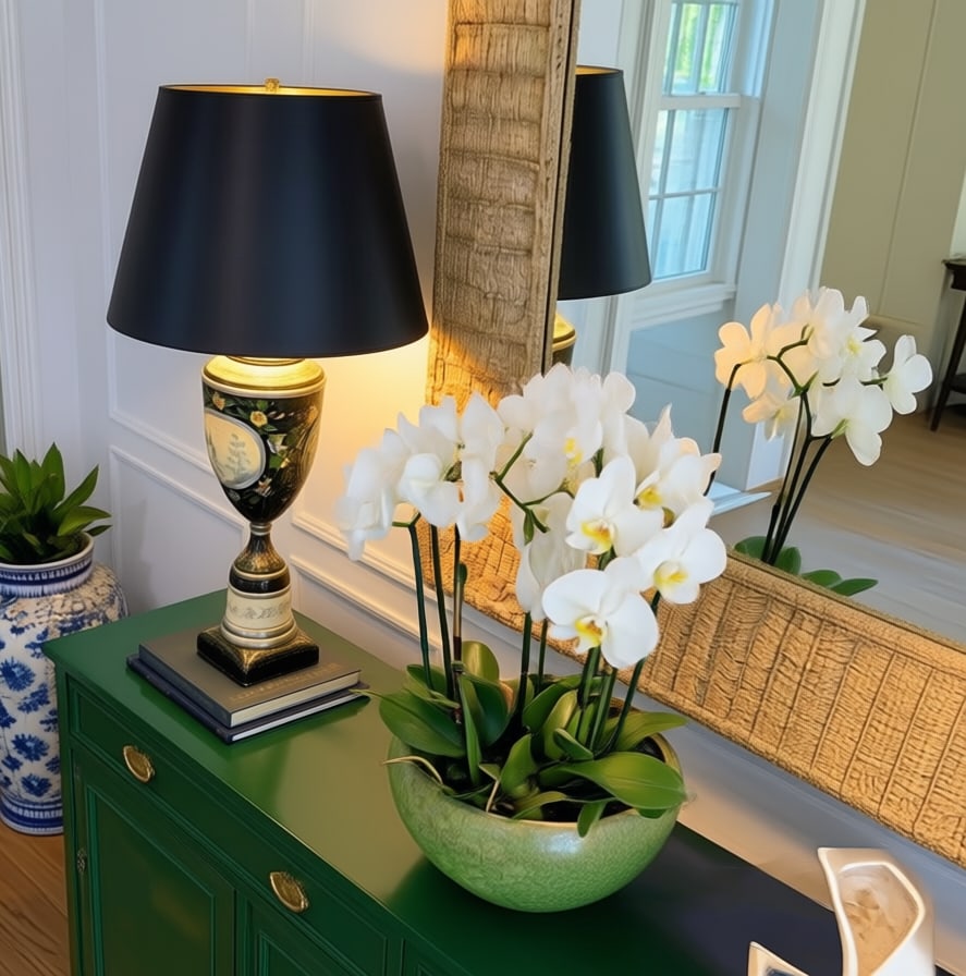 Large Vintage Hand-Painted Chinoiserie Black Lacquer Urn Table Lamp - 5