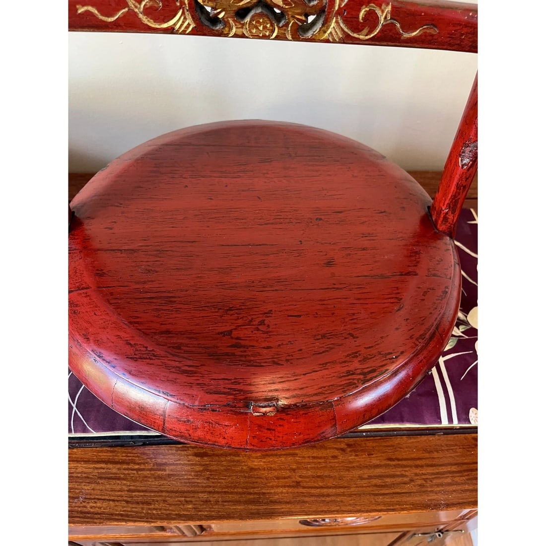Antique Chinese Cinnabar Red Lacquer Wedding Buckets Gilt Carved - A Pair - 10