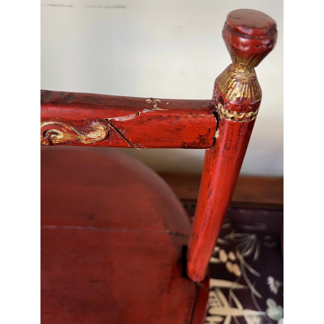 Antique Chinese Cinnabar Red Lacquer Wedding Buckets Gilt Carved - A Pair - 6