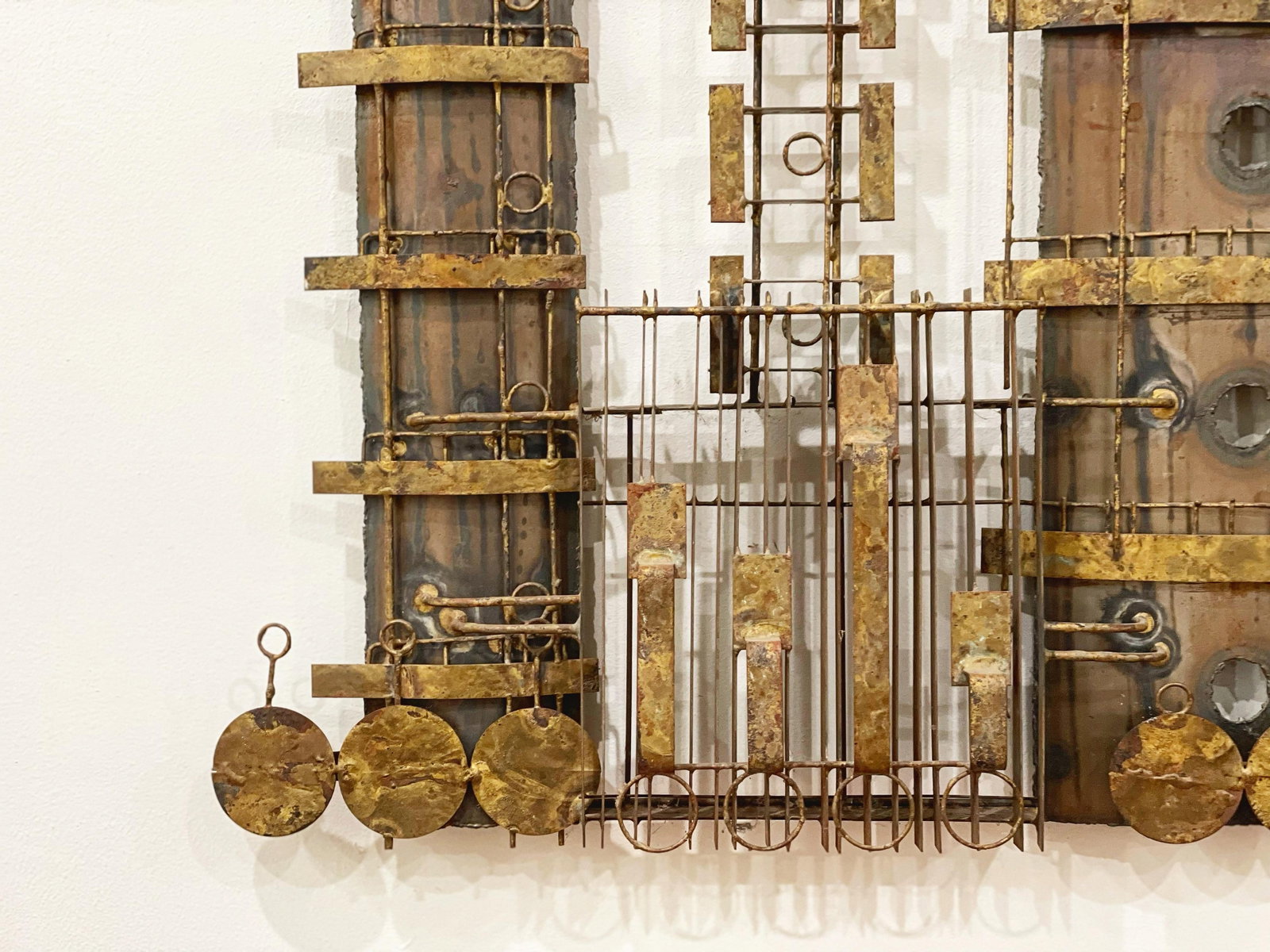 Mid 20th century Peter Pepper Products Brutalist Steampunk Cityscape Metal Sculpture After C Jere - 4
