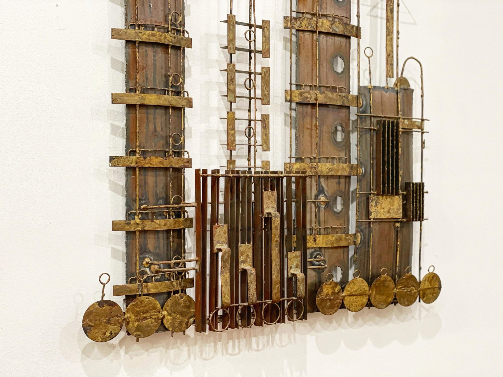 Mid 20th century Peter Pepper Products Brutalist Steampunk Cityscape Metal Sculpture After C Jere - 5