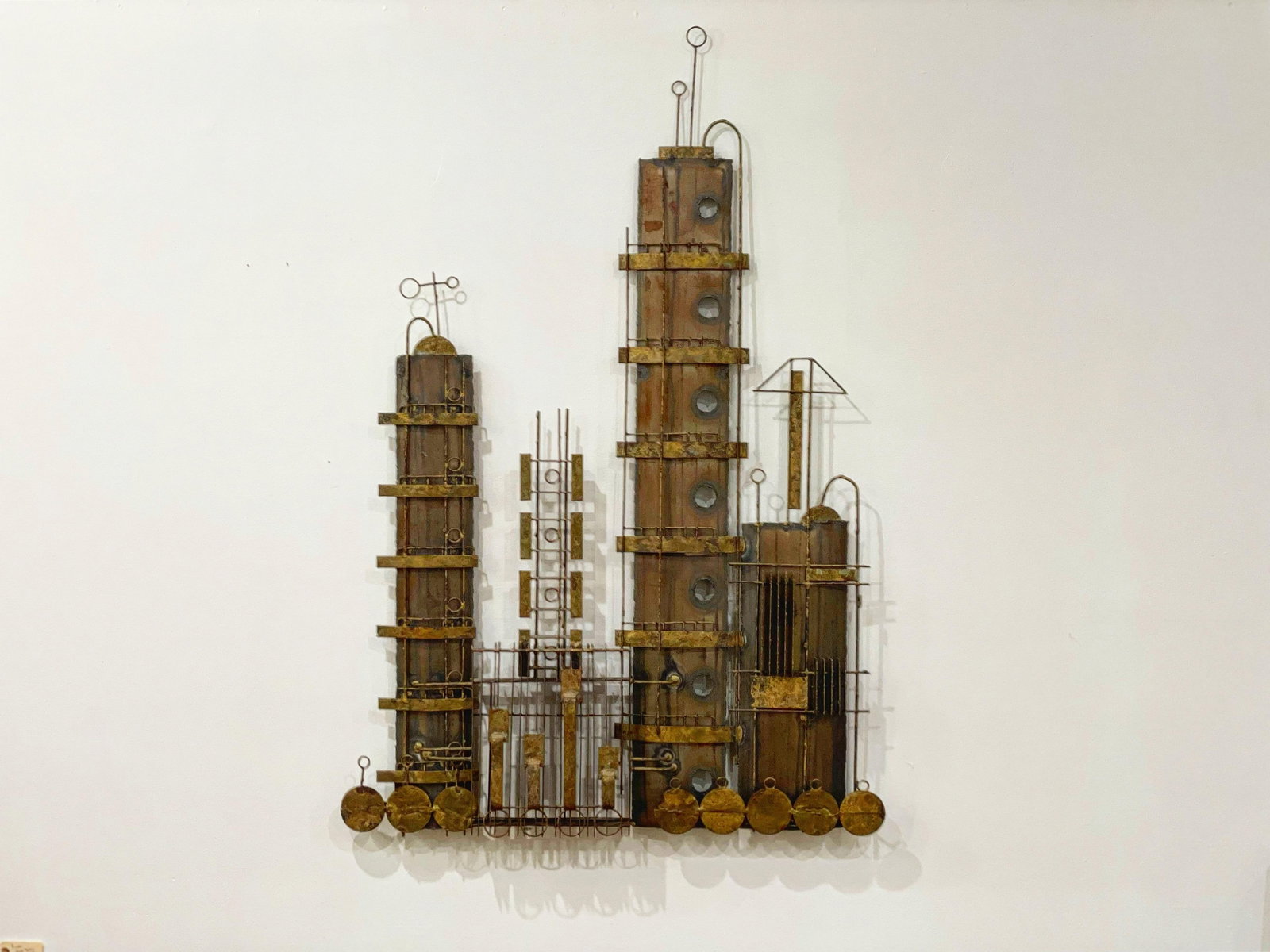 Mid 20th century Peter Pepper Products Brutalist Steampunk Cityscape Metal Sculpture After C Jere - 7