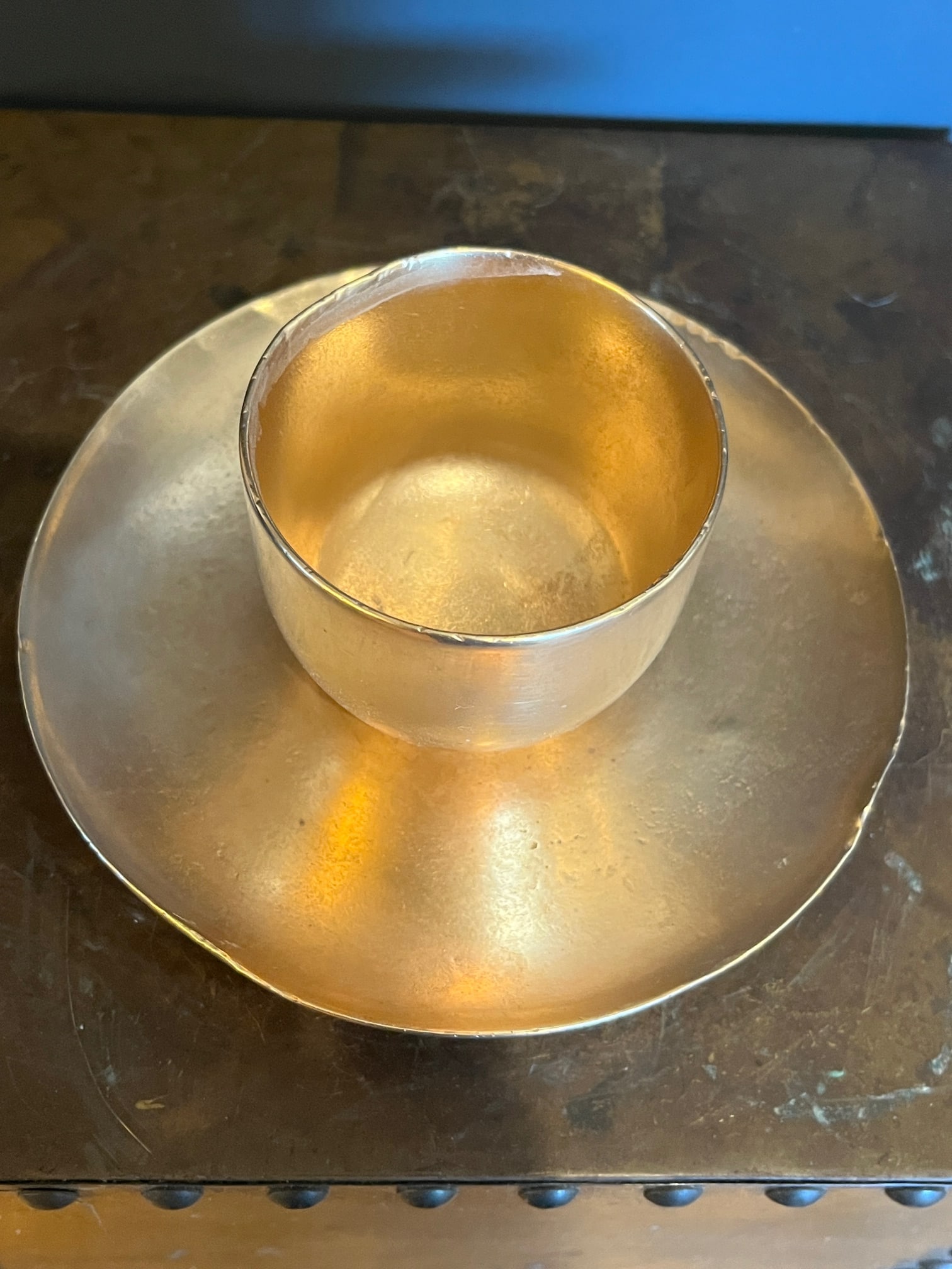 Antique Bronze, Gilt Bronze, Altar Set, Tibetan, Buddhist, Hand Forged, Heavy Metal - 3