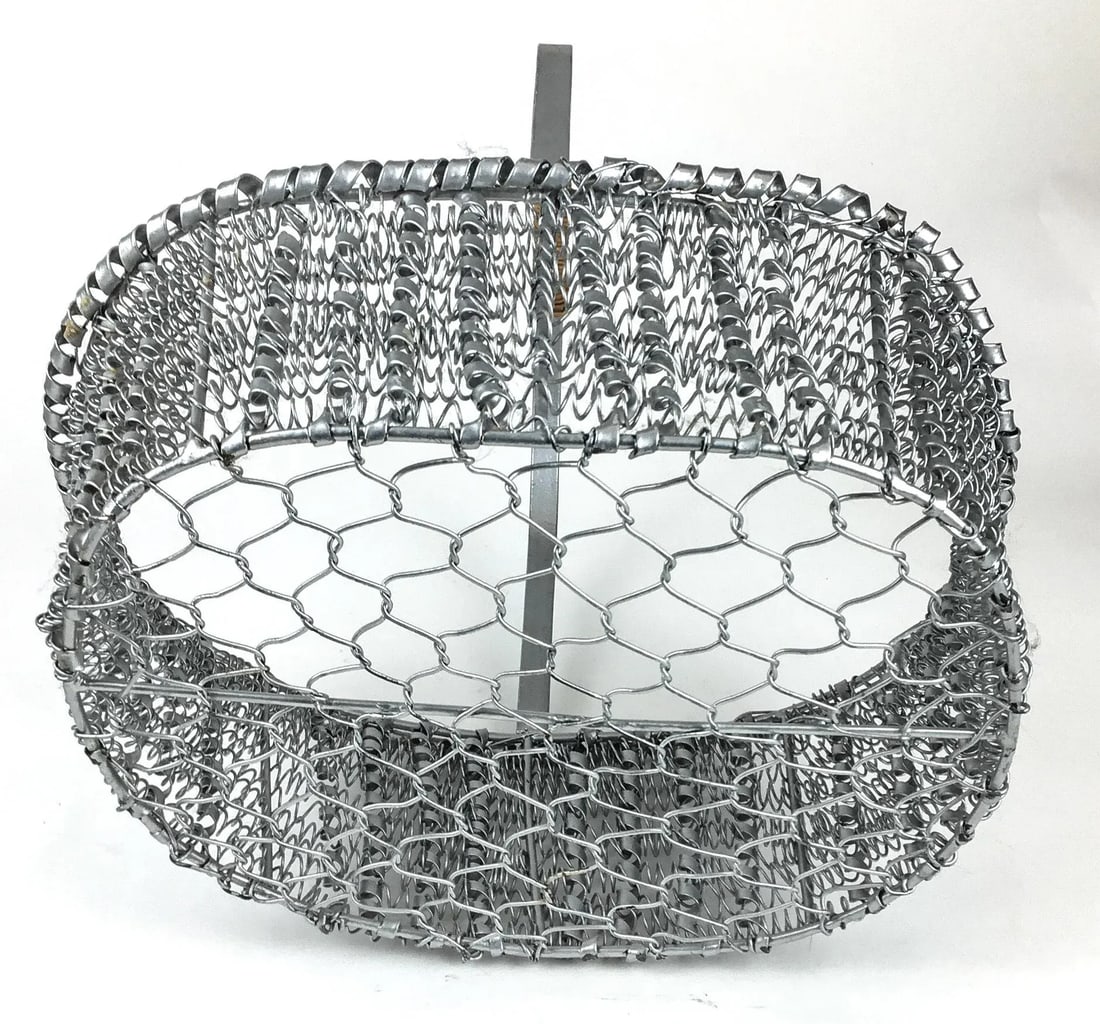 90s Artisan Silver Tone Zinc Top Handle Egg Basket - 12
