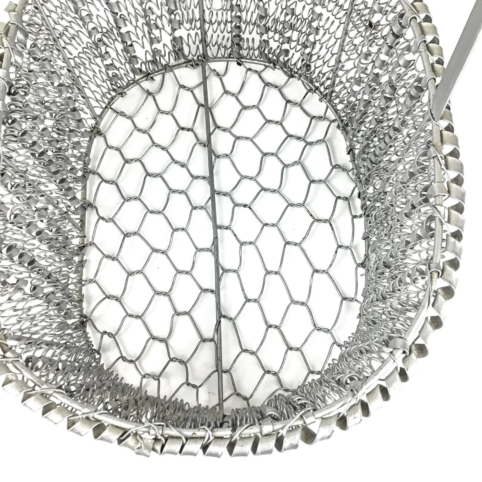 90s Artisan Silver Tone Zinc Top Handle Egg Basket - 9