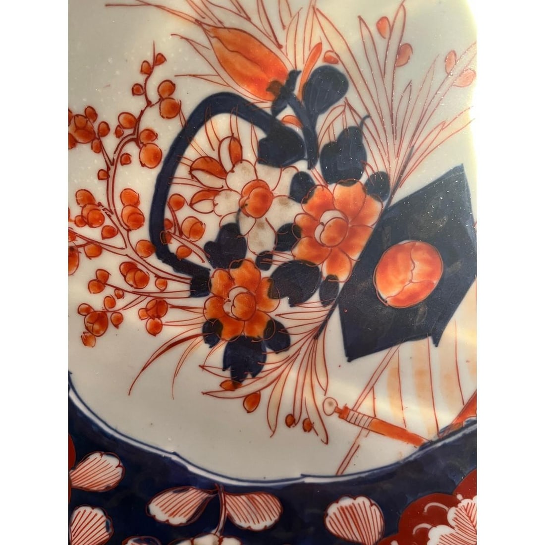 Large 14" Antique Japanese Imari Charger Meiji Period Scalloped Porcelain Plate - 7