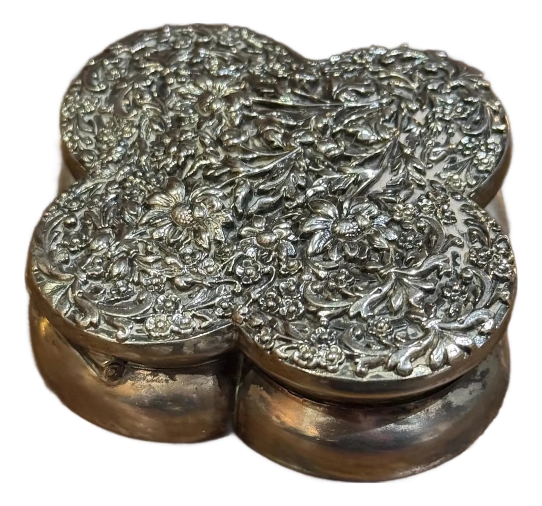 Antique Sterling Silver Floral Repousse Box (1 of 10)