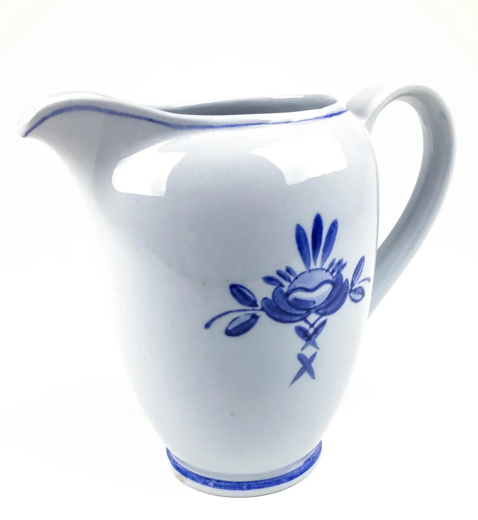 Arabia Blue Rose Pattern Vintage Pitcher or Vase - 12